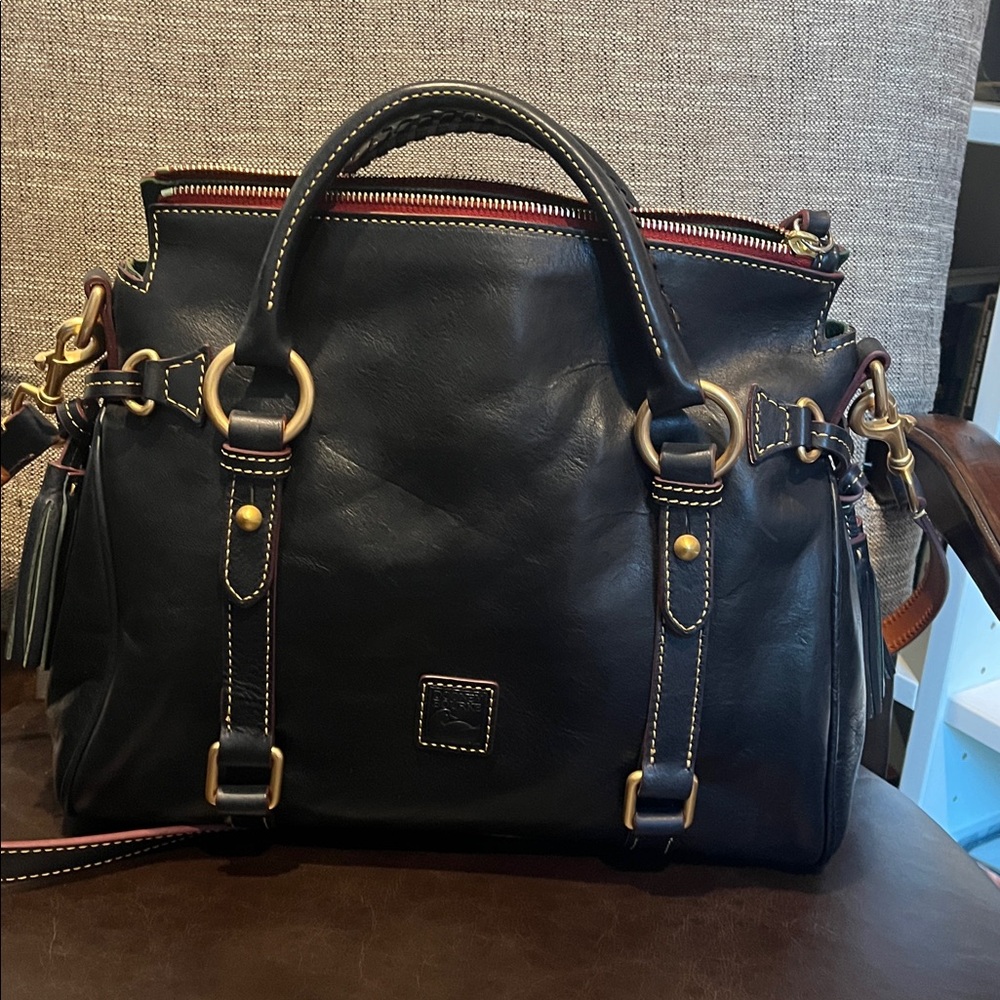 Dooney & Bourke Italian Florentine Leather Satchel with Red Interior